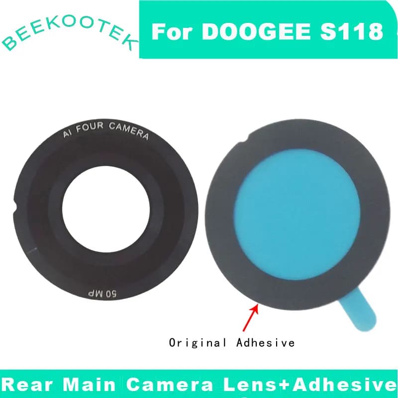 غطاء زجاج عدسة الكاميرا الخلفية الأصلية الجديدة DOOGEE S118 مع لاصق لهاتف DOOGEE S118 S سايبر الذكي