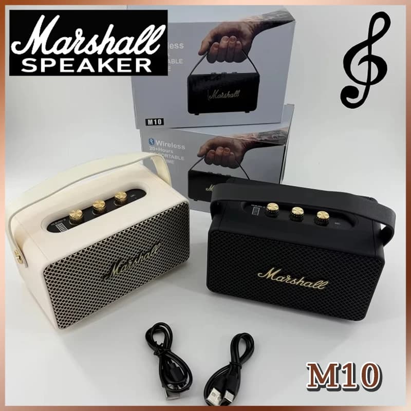 Marshall M10 Retro Wireless Bluetooth Speaker Stereo Bass Outdoor Portable Speaker Subwoofer Classical Music Player Indoor Speak - 3