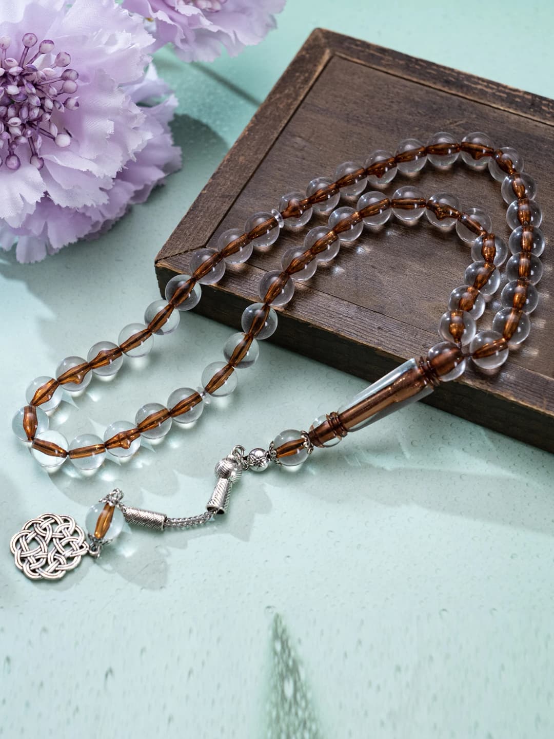 1 PC 45 Tasbih Handmade Beaded Bracelet, 5 Colors Optional, With Arabic Pattern Pendant, Muslim Worship, Friend Gift - 5
