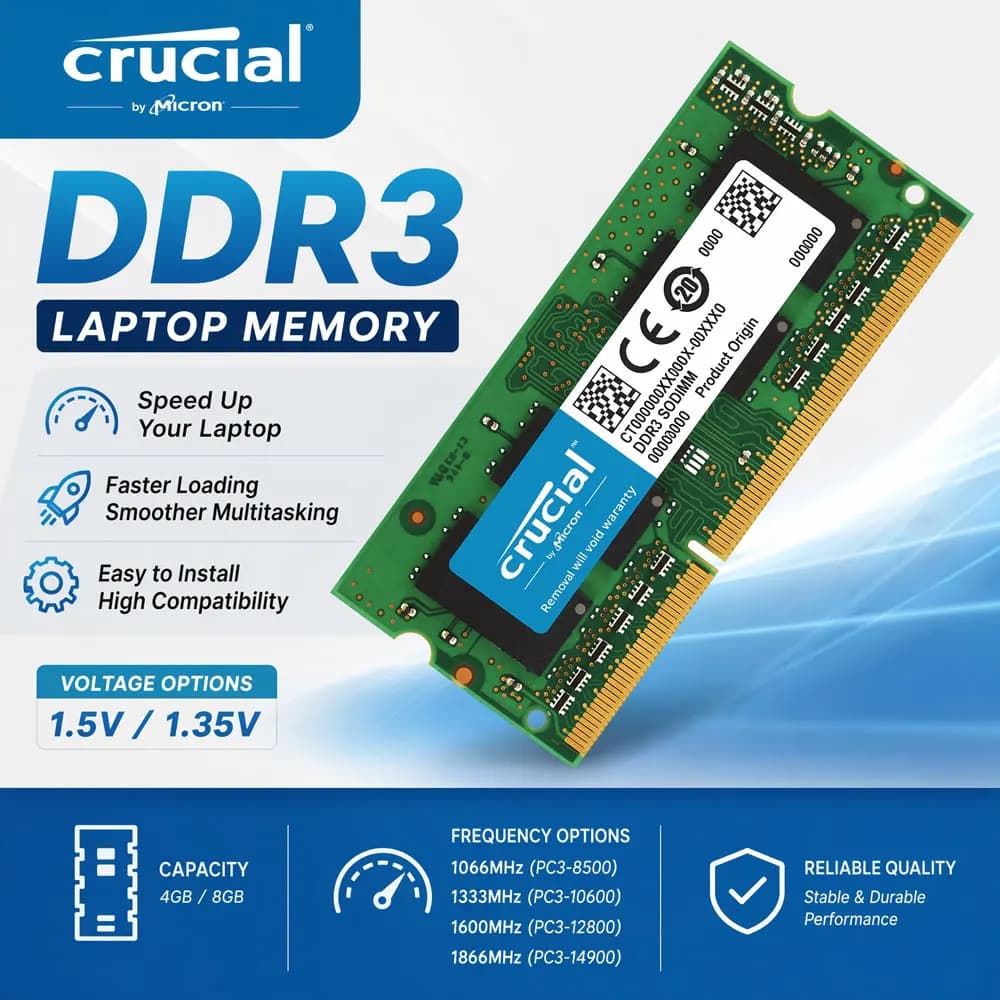 مايكرون كروتيال ذاكرة لابتوب رام DDR3 DDR3L 8GB 4GB 1333 1866 1600MHz SODIMM PC3-10600 PC3L-12800 14900 1.35V/1.5V رامات نوت بوك