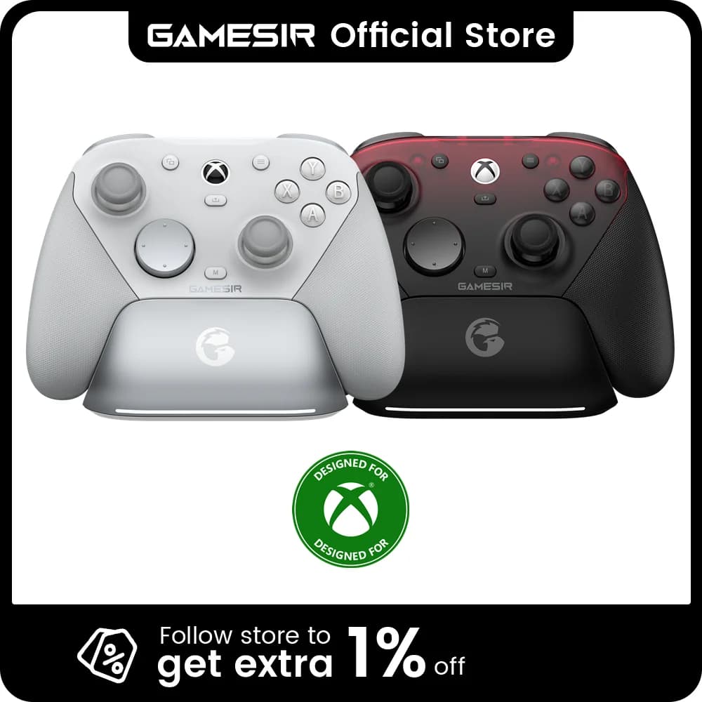 وحدة تحكم GameSir G7 Pro لـ Xbox Series X|S - عصي TMR، محفزات تأثير هول، استطلاع 1000 هرتز، جيروسكوب 6 محاور، محطة شحن