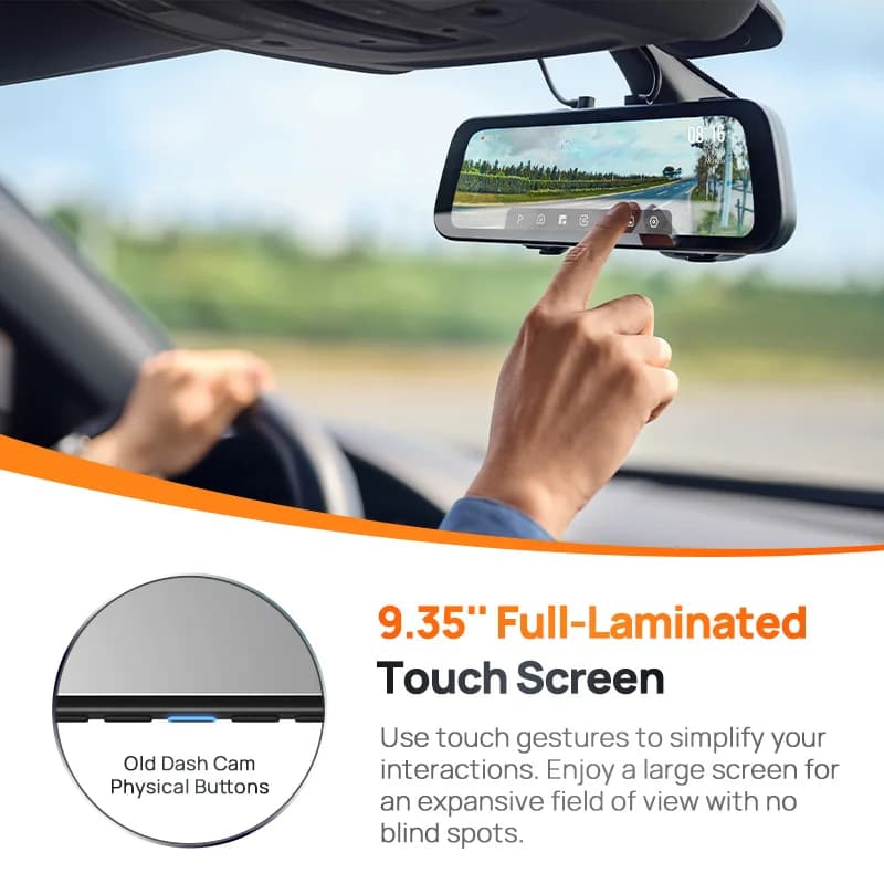 70mai Rearview Dash Cam S500 9.35'' Touch Screen 70mai S500 Car DVR 3K Super Capacitor Dual-Channel HDR Voice Control 24H Park - 2
