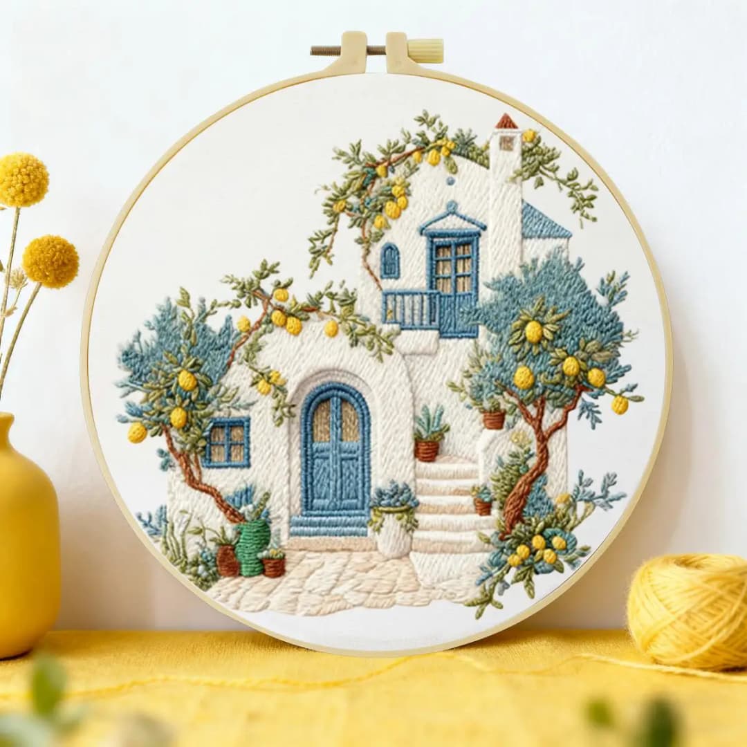 مجموعة تطريز يدوي DIY بمشهد جميل 20X20 سم/15X15 سم 7.87/6.3 بوصة
