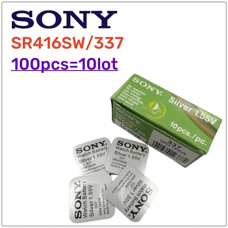 100Pcs Original SONY 337 SR416SW battery watch battery 623 D337 V337 SP337 1.55V Independent packaging