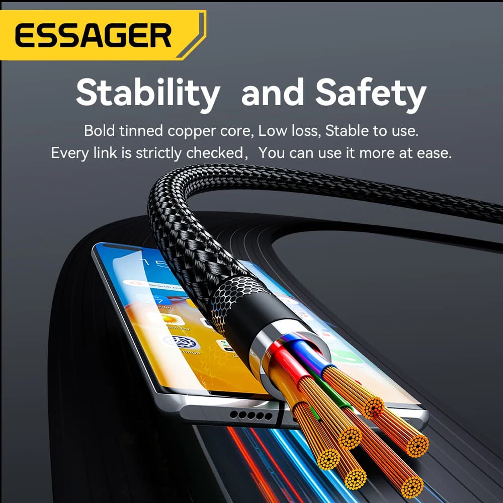 كابل إيساجير 240 واط USB Type C بزاوية 90 درجة PD شحن سريع لهواتف آيباد وماك بوك برو وشاومي وسامسونج وهواوي - 2