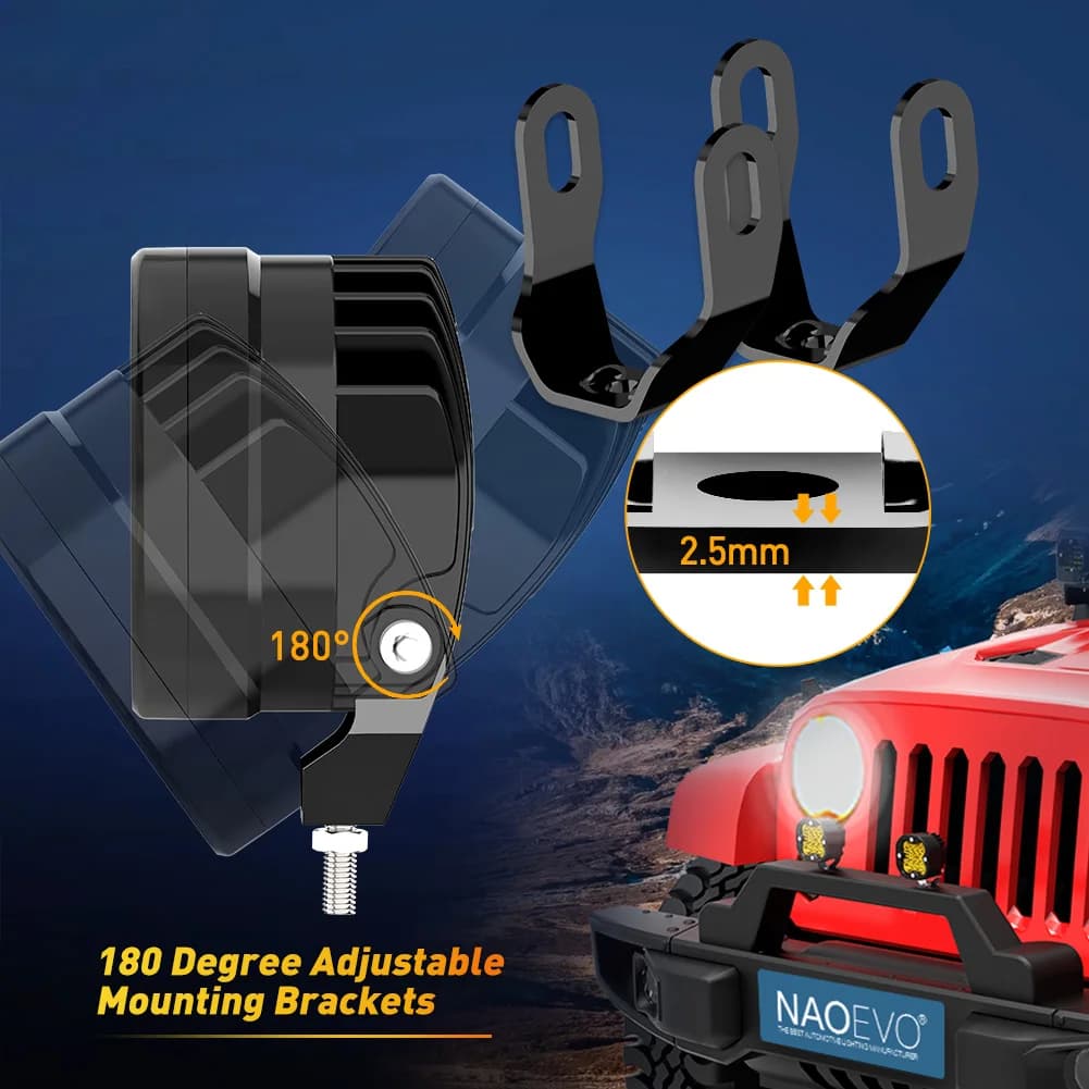 NAOEVO 3 Inch Led Work Light Bar 12V Spotlights 4x4 Offroad Accessories LED Headlights Fog Lamp For Motorcycle Jeep Truck ATV - 5