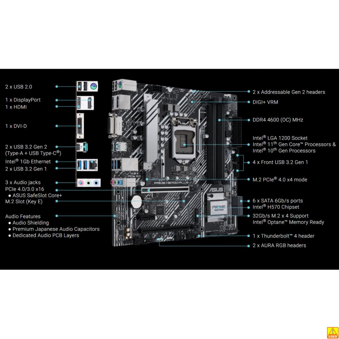 ASUS PRIME H570M-PLUS Motherboard Socket LGA1200 11th 10th CPU DDR4 4600(OC) Memory Chipset H570 Mainboard - 2