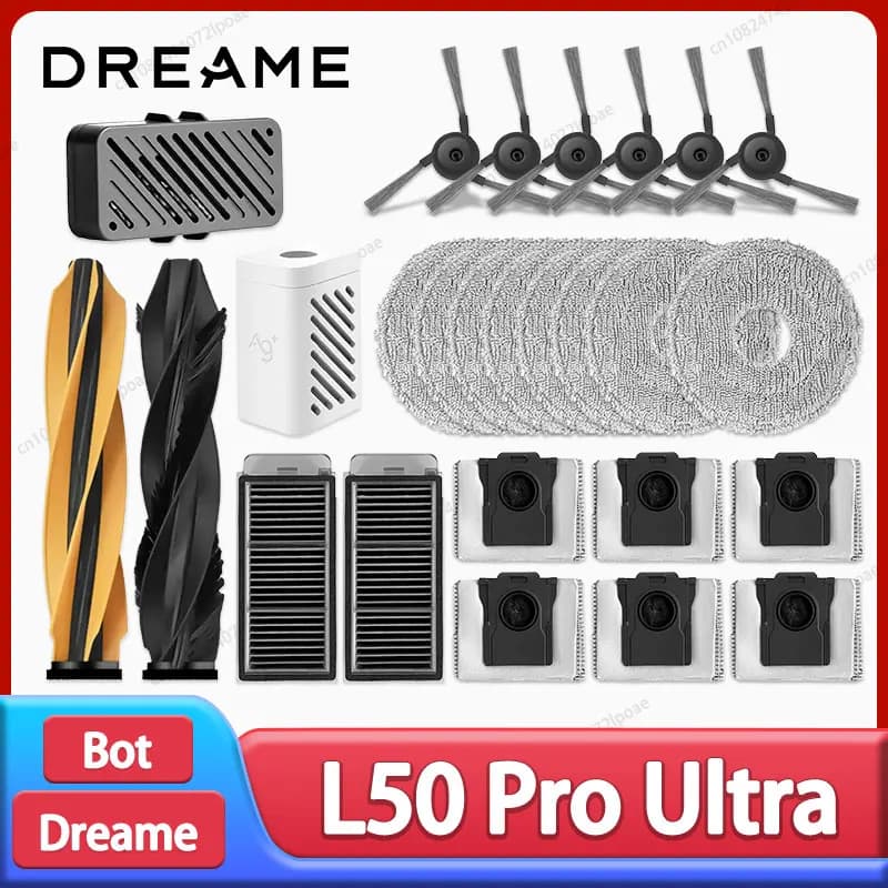 إكسسوارات استبدال مكنسة روبوت Dreame L50 Pro Ultra الرئيسية فرشاة جانبية ممسحة قماش فلتر هيبا كيس غبار قطع غيار