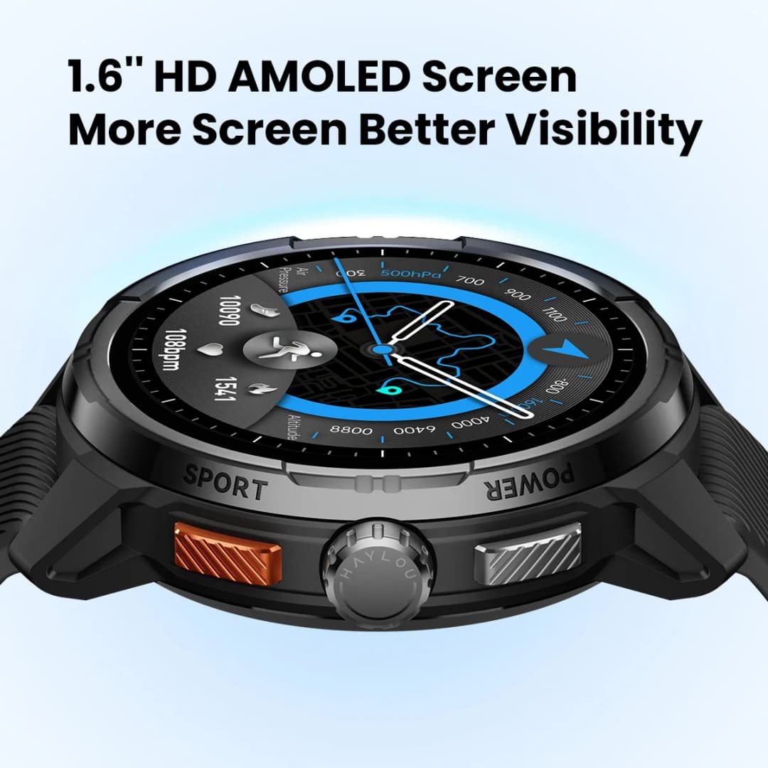 HAYLOU Solar Ultra GPS Smartwatch 1.6” AMOLED Display 5ATM Waterproof Built-in GPS Bluetooth Phone Calls Sports Smart Watch - 3