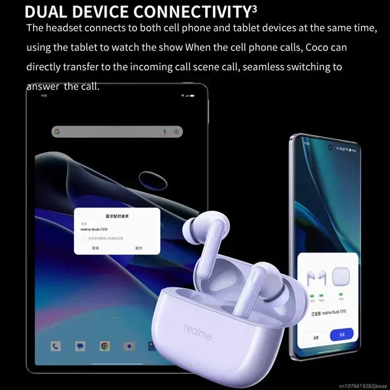 سماعات realme Buds T310 عزل ضوضاء نشط 46dB سماعات بلوتوث 5.4 لاسلكية هاي فاي سماعة ألعاب وموسيقى عمر بطارية طويل - 3