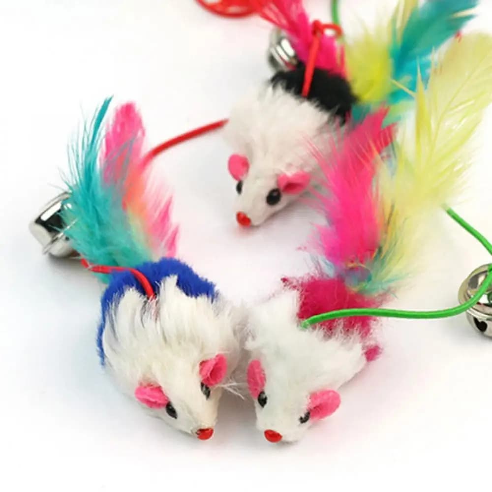 Pet Cat Bell The Dangle Mouse Feather Rod Roped Funny Kitten Cat Teaser Interactive Toy Rod Playing Toys Cats Stick Wire Chasers - 4