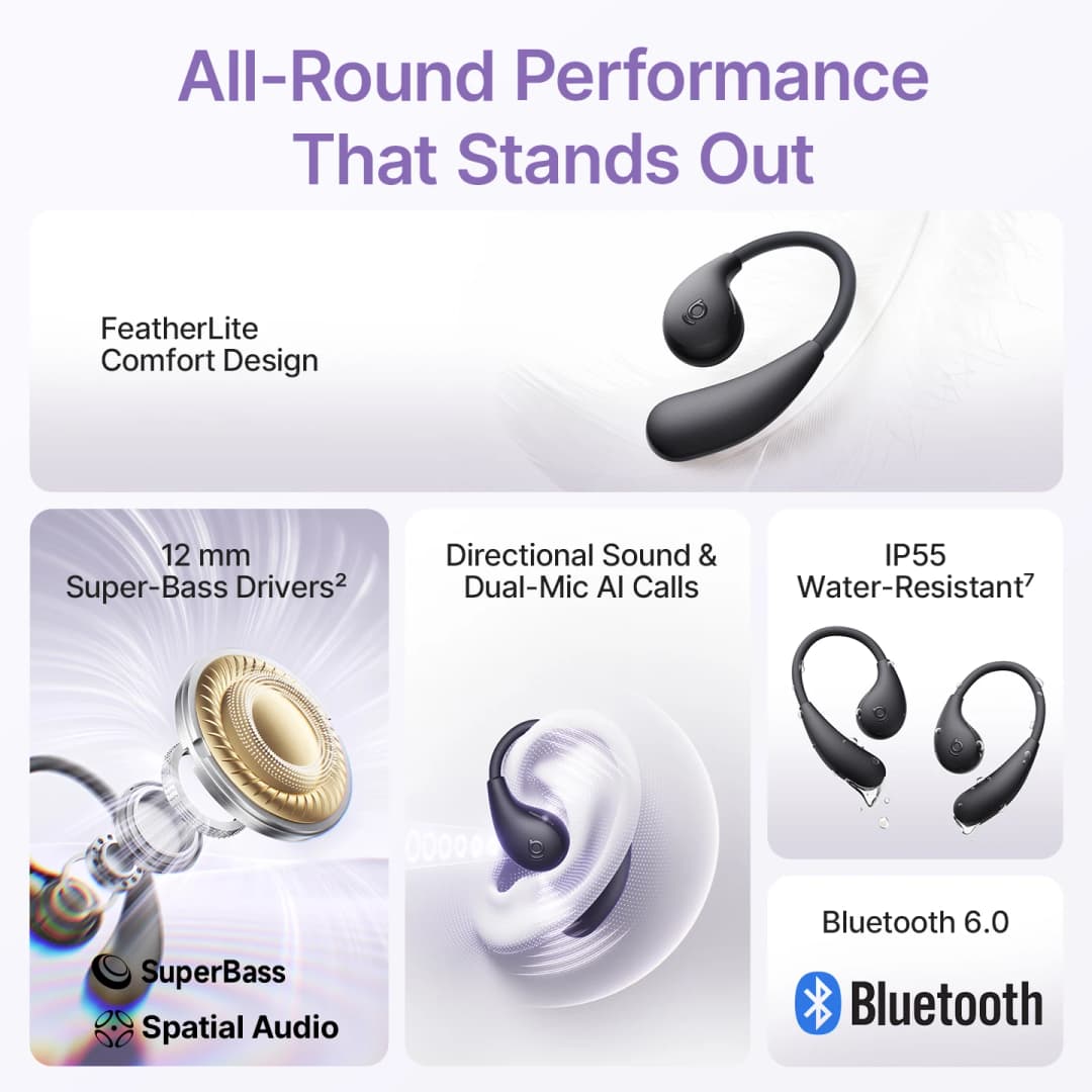 سماعات أذن رياضية لاسلكية Baseus Bowie MF1/Eli 15i بتقنية Bluetooth 5.4 وخطافات أذن وبطارية تدوم 60 ساعة - 4