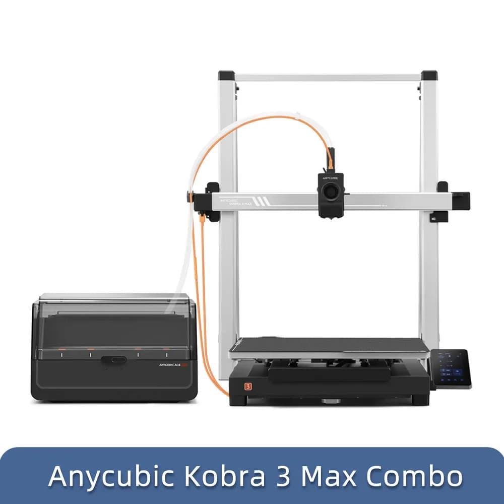 طابعة ANYCUBIC Kobra 3 Max Combo ثلاثية الأبعاد بتقنية FDM بسرعة طباعة تصل إلى 600 مم/ث وحجم طباعة كبير 500*420*420 مم مع تحكم عبر تطبيق ذكي