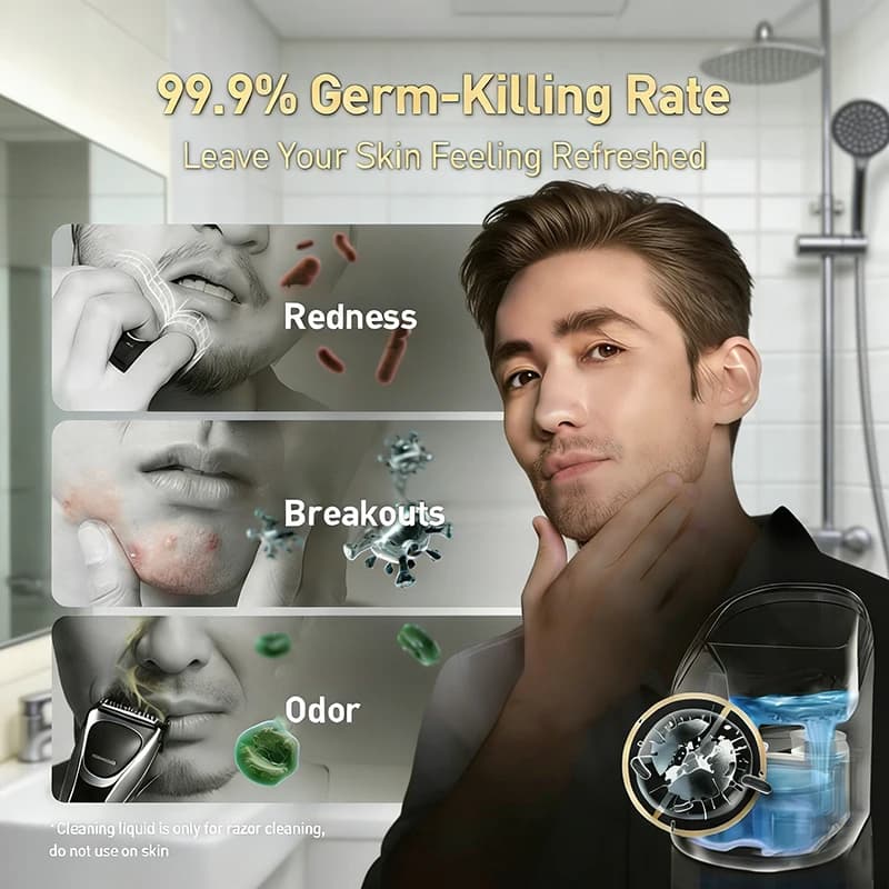 مجموعة تنظيف ماكينات الحلاقة Braun مكونة من 4 قطع من محلول التنظيف المضاد للبكتيريا بنكهة الليمون لتقليل تآكل الشفرات - 2