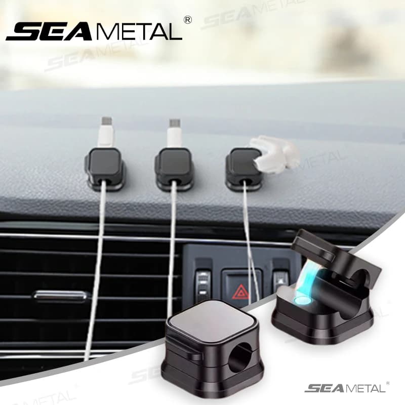 SEAMETAL 10 قطعة حامل كابل مغناطيسي مشبك سلك ذاتي اللصق سحب سلس كابل شحن حارس سلك كليب للسيارة/المنزل/المكتب