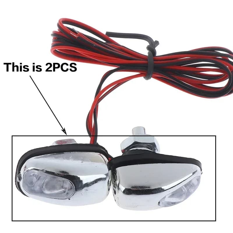 1 Pair Car Light Wiper Hood Windshield Water Spray Nozzle Washer Lamp 12V Universal Jet Water Spray Nozzle Spout with LED Light - 6