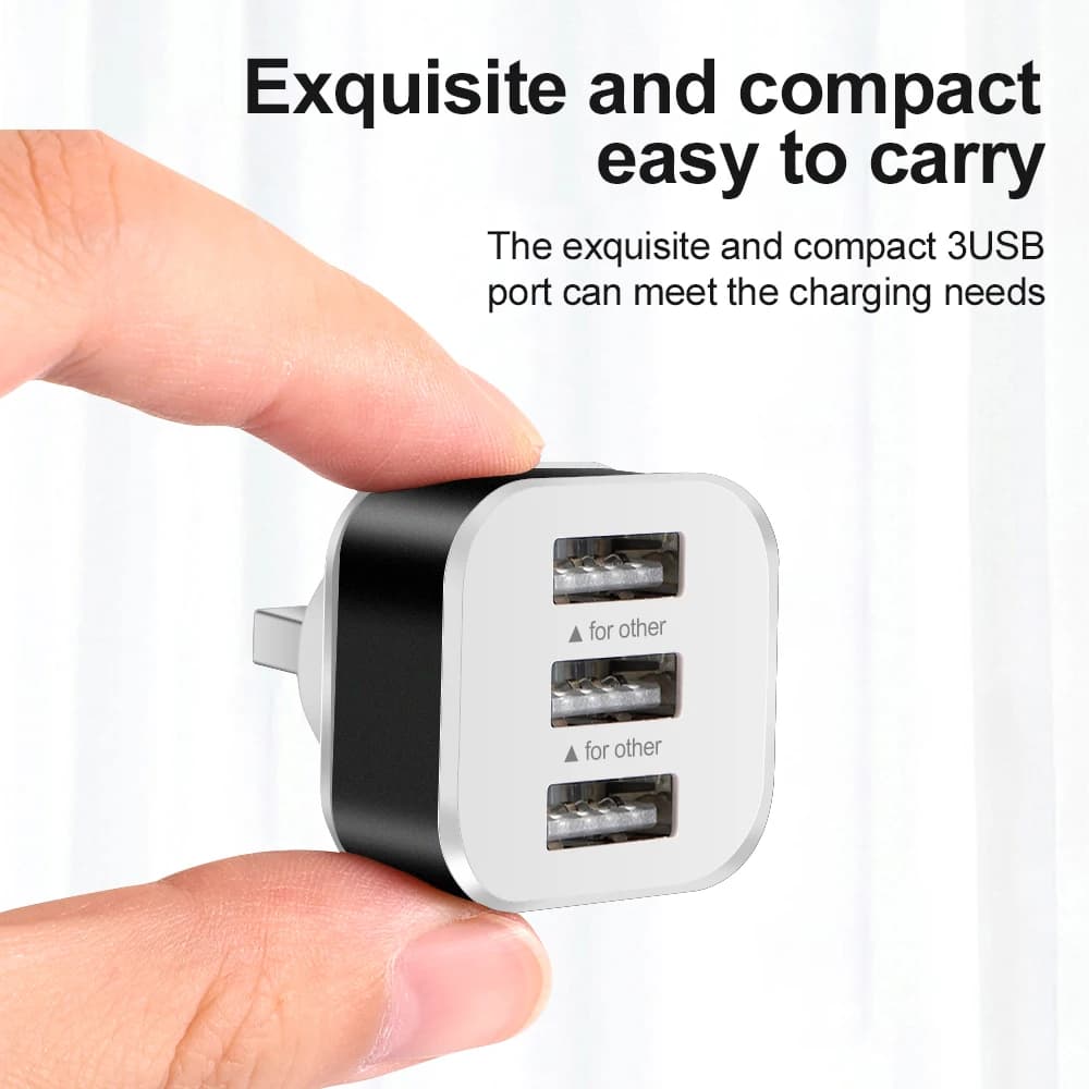 موزع USB بـ 3 منافذ، USB2.0، شحن سريع، واجهات متعددة، محول شحن للهاتف، الكمبيوتر اللوحي، والكمبيوتر المحمول - 5