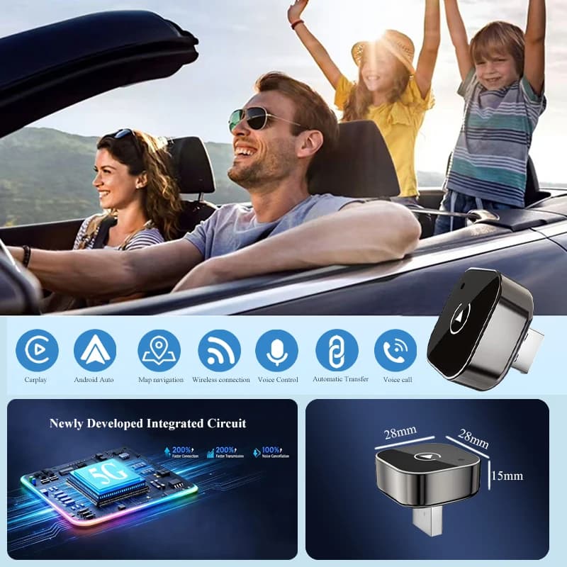 محول Carplay Android Auto اللاسلكي 2 في 1 صندوق صغير ذكي تشغيل فوري واي فاي بلوتوث اتصال تلقائي لتويوتا وفولكس فاجن وبيجو ومازدا وفورد - 6