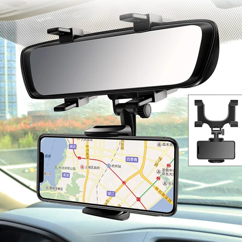 حامل هاتف ذكي تلسكوبي 360 درجة مرآة السيارة حامل هاتف محمول حامل قابل للتعديل لهاتف السيارة GPS لهاتف iPhone 13