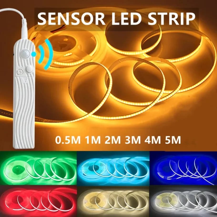 ضوء ليلي بشريط ليد COB 5V قابل للتعديل بوضعين مستشعر حركة مصباح حثي ذكي للحمام غرفة النوم بجانب السرير ديكور منزلي - 5