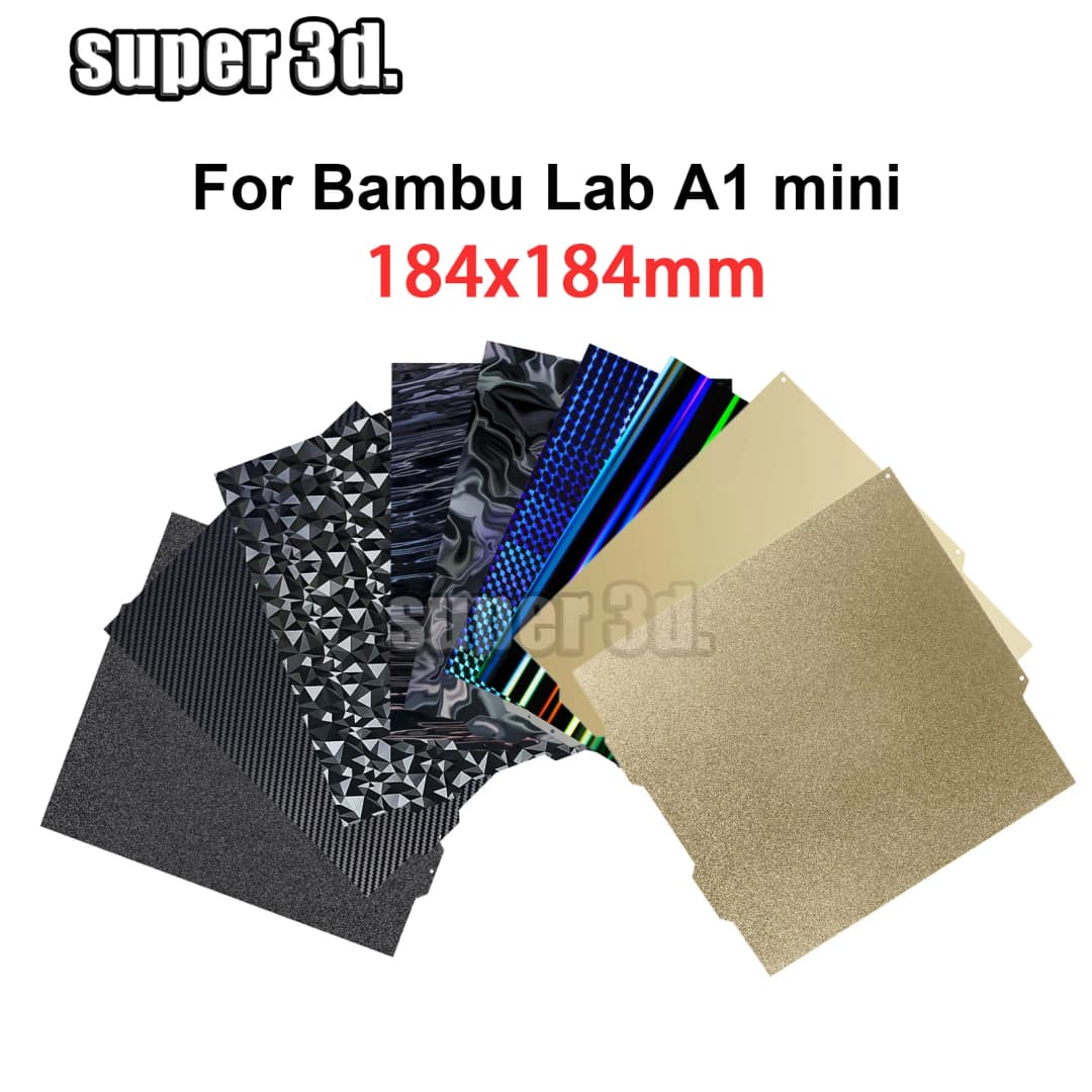 لوحة بناء Bambu Lab A1 Mini 184x184 ملم، H1H PEO PET، ملمس ناعم، سرير Bambulabs، صفيحة فولاذية مرنة، صفيحة Pei لمختبر Bamboo