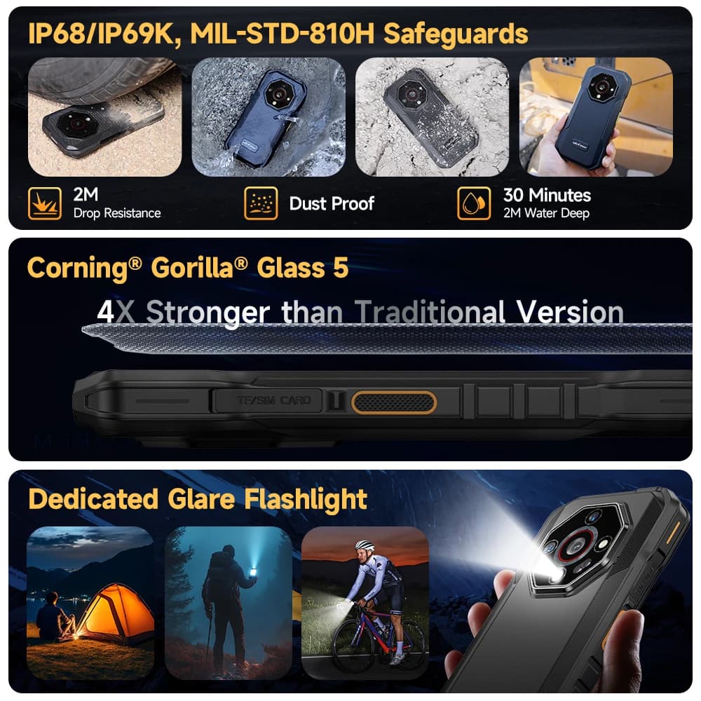 【جديد 2025】 هاتف Ulefone Armor X32 Pro 5G متين بنظام أندرويد 14 وذاكرة 16 جيجابايت وسعة تخزين 256 جيجابايت وكاميرا رئيسية 64 ميجابكسل ومعالج Dimensity 6300 وNFC - 4