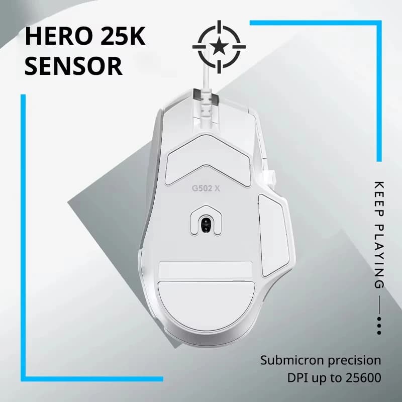ماوس الألعاب السلكي Logitech G502 X مع مستشعر Hero 25K ودقة 25600 DPI وتقنية Lightforce البصرية والميكانيكية للألعاب الإلكترونية - 2