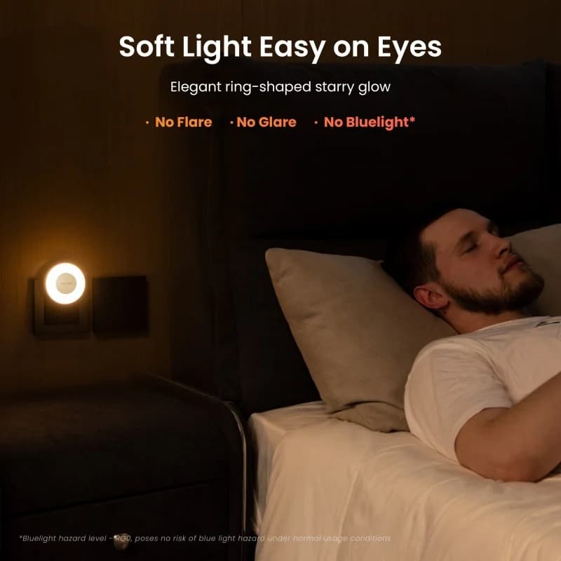 إضاءة ليلية صغيرة من YEELIGHT، أبيض دافئ، 220V، وضع استشعار الضوء، منفذ شحن Type-C، طاقة منخفضة 0.25W، 2700K، قابس EU - 2