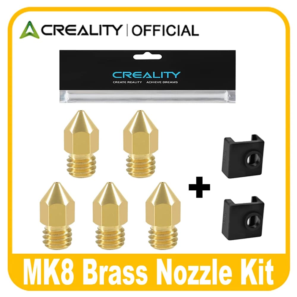 مجموعة فوهة نحاسية Creality الرسمية MK8 0.1/0.2/0.4/0.6/0.8/1.0 مم فوهة طابعة ثلاثية الأبعاد MK8 وسلسلة Ender 3/CR-10
