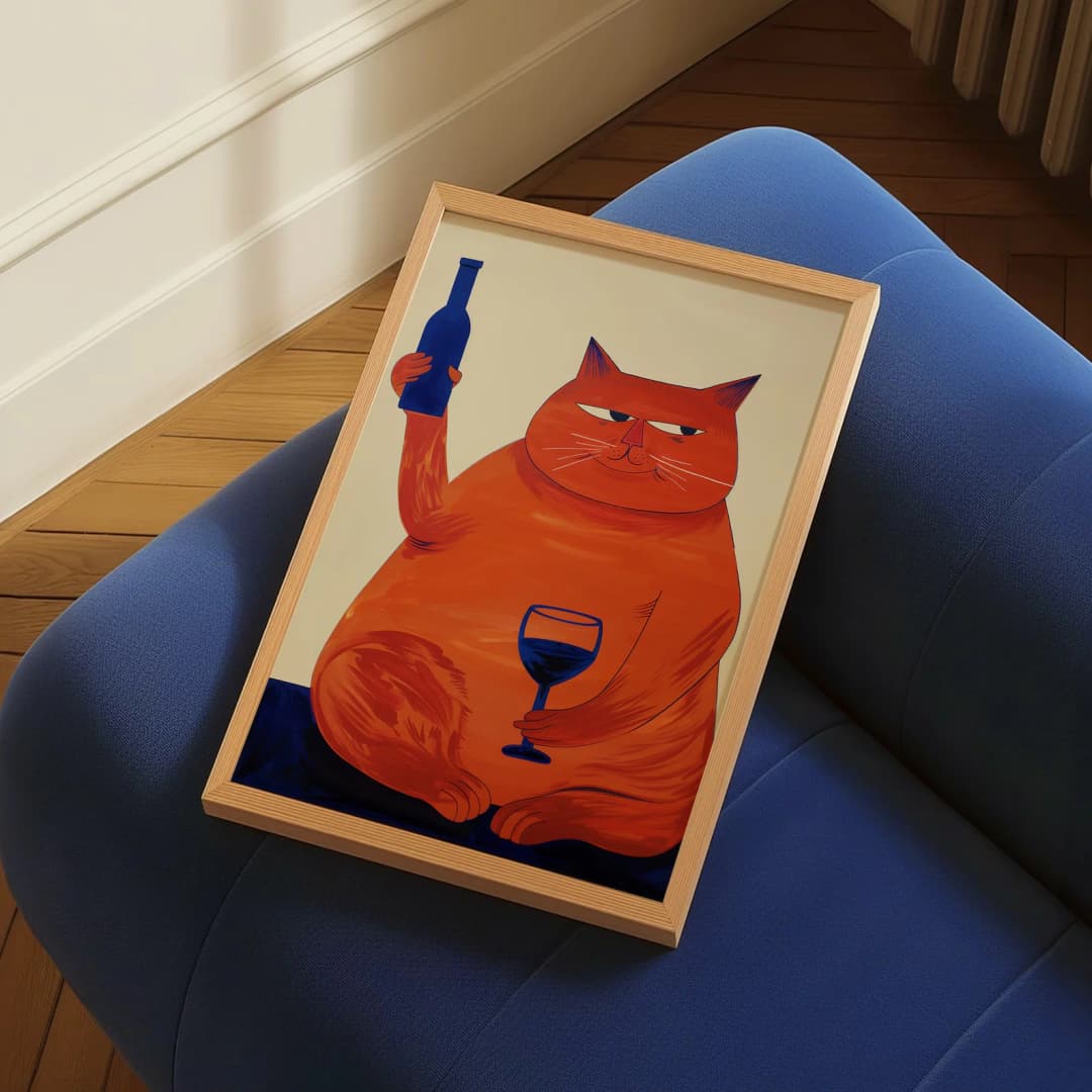 Bar Cart Decor, Cat Poster, Wine Print, Retro Kitchen Decor, Mid Century Modern Decor, Trendy Wall Art, Cheers Print, Dining Roo - 3