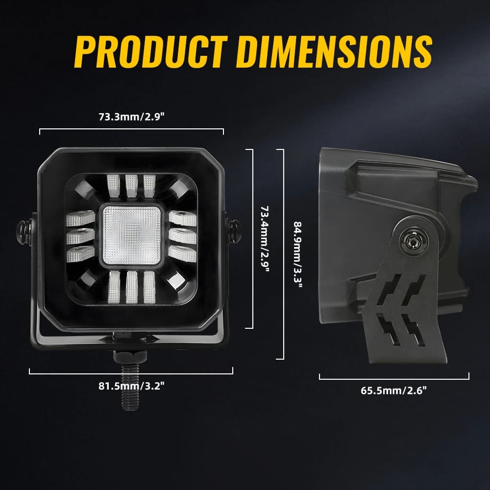 إضاءة عمل LED جديدة مقاس 3 بوصات، بيضاء وصفراء، شريط إضاءة LED 4x4، بقعة وإضاءة غامرة 50000 لومن للجرارات والشاحنات والسيارات الرباعية 12V 24V - 5