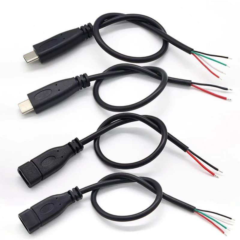 لتقوم بها بنفسك إصلاح كابل لحام 2 سلك 4 أسلاك نوع C USB 2.0 الكوع رئيس ذكر أنثى جاك 4pin/2pin نوع-c ذكر تمديد كابل 0.25 متر - 2