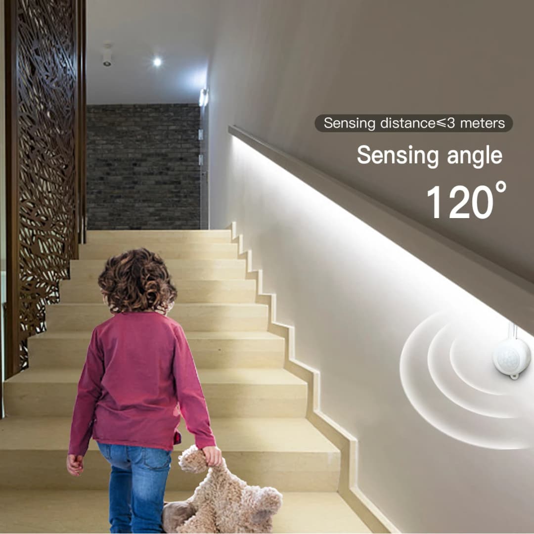 مستشعر حركة PIR ذكي، شريط إضاءة نيون LED COB فائق السطوع، تشغيل/إيقاف تلقائي، 320 LED لكل متر، مقاوم للماء، مناسب للمطبخ، الدرج، وديكور الخزانة - 6