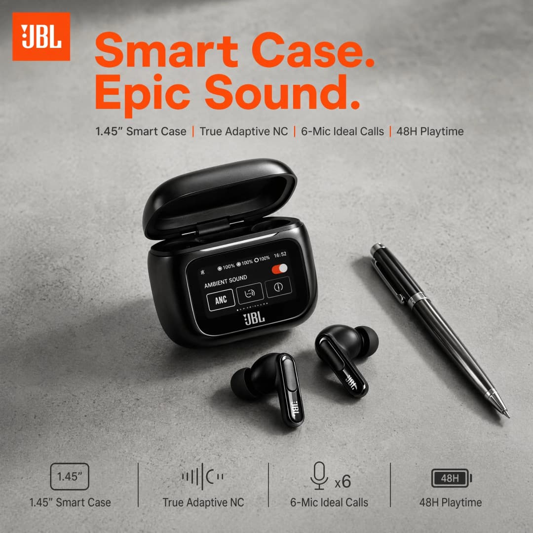 سماعات أذن لاسلكية JBL Live Beam 3 بتقنية البلوتوث، إلغاء الضوضاء، مناسبة للموسيقى والرياضة والفيديو، مع ميكروفون