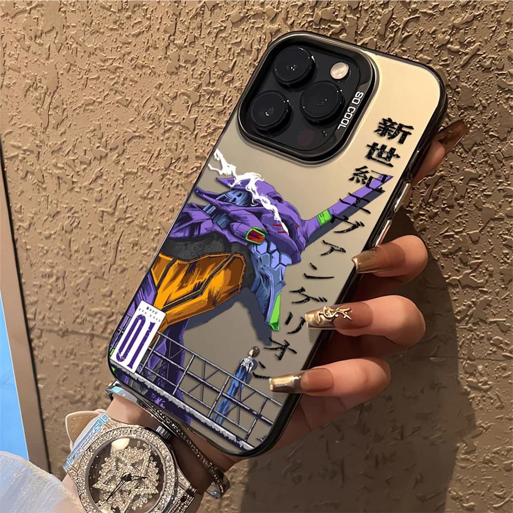 غطاء هاتف أنمي لـ iPhone 16/15/14/13/12/11 mini/Pro/Max/X/XR/XS Max/8/7 Plus، غطاء خلفي غير لامع مقاوم للسقوط E-Evangelions - 3