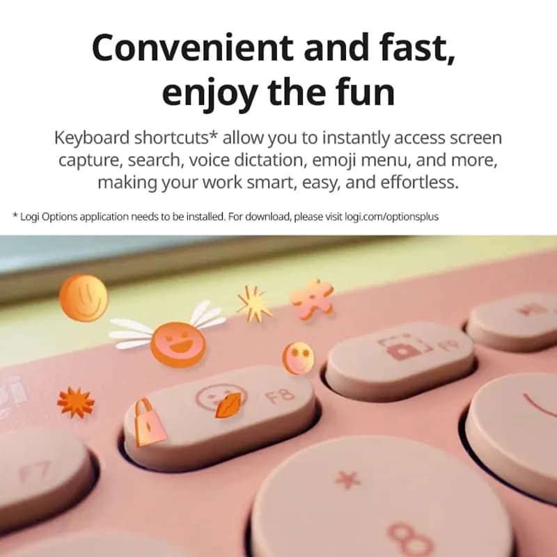 لوحة مفاتيح لاسلكية رقيقة وصامتة Logitech Pebble Keys 2 K390، بلوتوث متعدد الأجهزة، متوافقة مع الكمبيوتر واللاب توب والآيباد والماك والهاتف - 5
