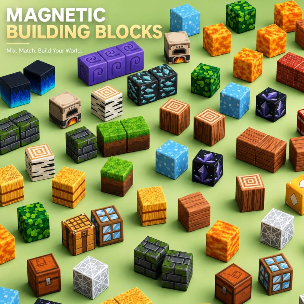 New Magnetic Building Blocks Mine World Magnetic Cozy Forest Cabin Construction Brick Cube STEM Boy Girl Children Toy Set Gift - 6