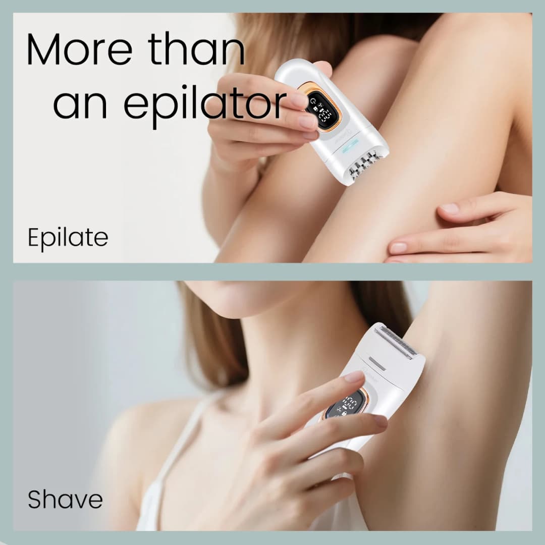 Hatteker 2-in-1 Epilator Hair Remover Leg Body Portable Lady Shaver Hair Removal Tool Underarms Facial Clipper for Women IPX7 - 5