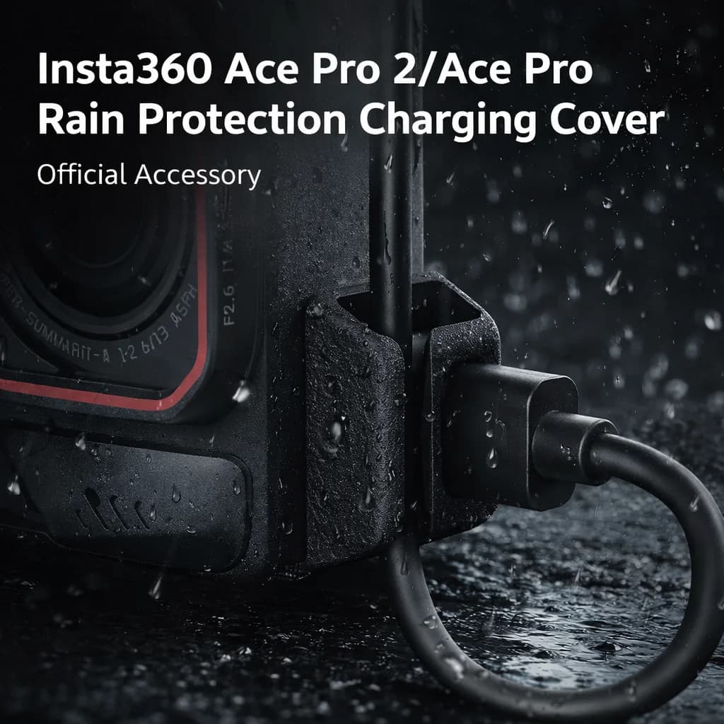 غطاء شحن مقاوم للمطر Insta360 Ace Pro 2/Ace Pro مع كابل بطول 1.5 متر، مقاوم للماء IPX4، الشحن أثناء التسجيل، ملحق رسمي