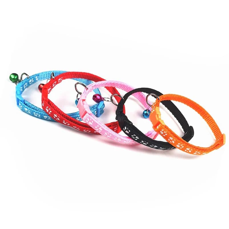 Hot pet cat bell collar dog print cat collar multi-color optional necklace ring cat rope collar pet supplies - 4