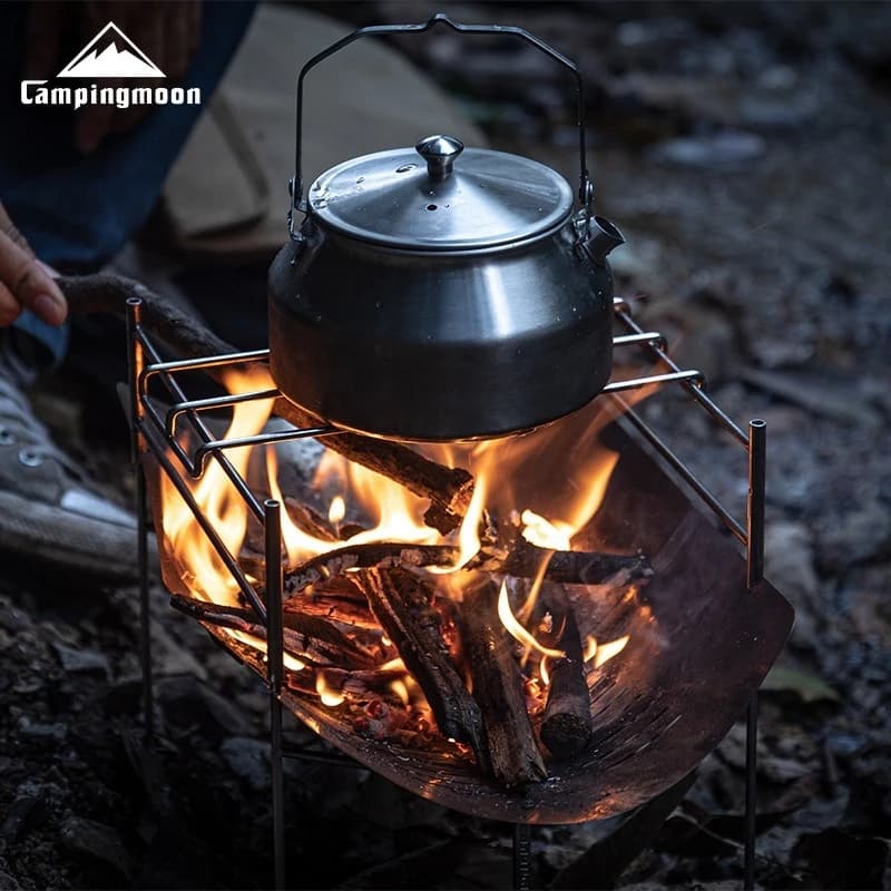 منصة حرق حطب التخييم المدمجة من الفولاذ المقاوم للصدأ القابلة للطي للشواء في الهواء الطلق من CAMPINGMOON - 3