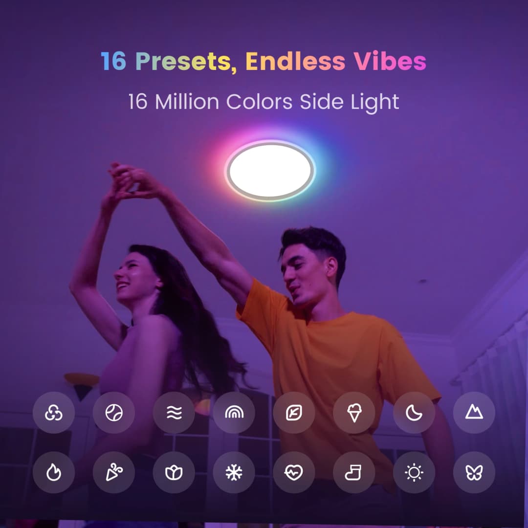 إضاءة سقف ذكية YEELIGHT Mars RGB مع جهاز تحكم عن بعد، 16 تأثيرًا ضوئيًا ملونًا، 6500K، متوافقة مع Mi Home وتطبيق Google - 2