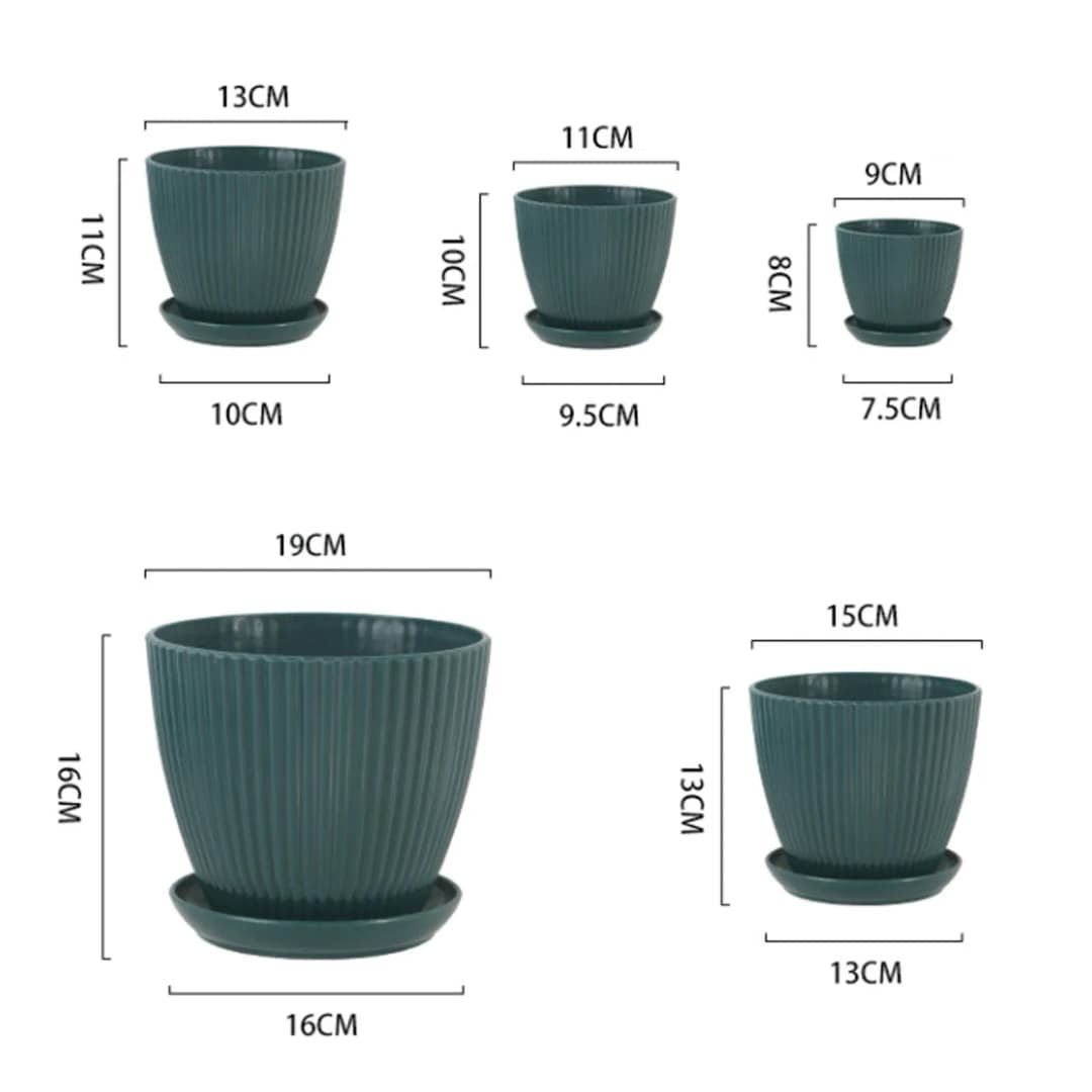 Flower Pot Round Planters Succulents Plant Pot with Tray Office Desktop Balcony Home Garden Decoration Outdoor Potted 5 Sizes - 6