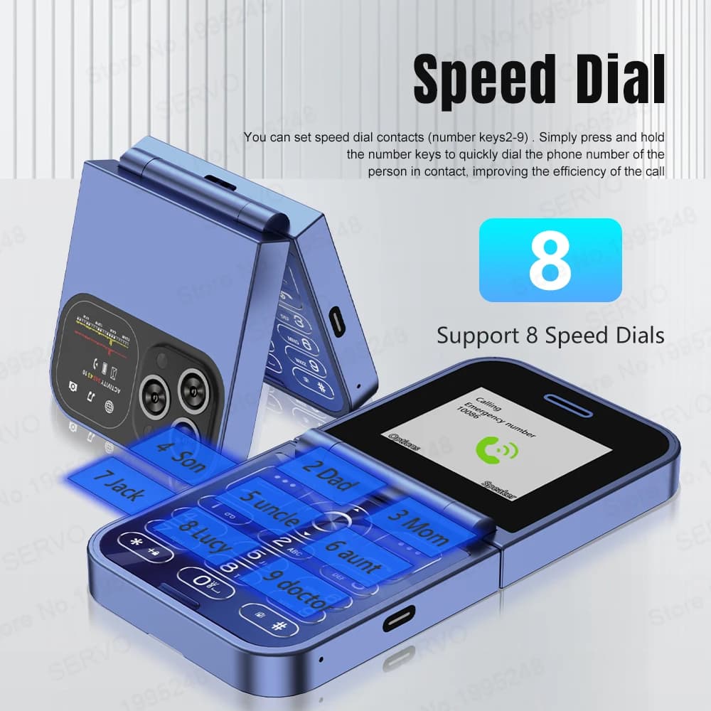 SERVO F15 Mini Small Flip Mobile Phone 2 SIM Standby Speed Dial Magic Voice Flashlight Call Recording 2G GSM Cute Fold Cellphone - 3