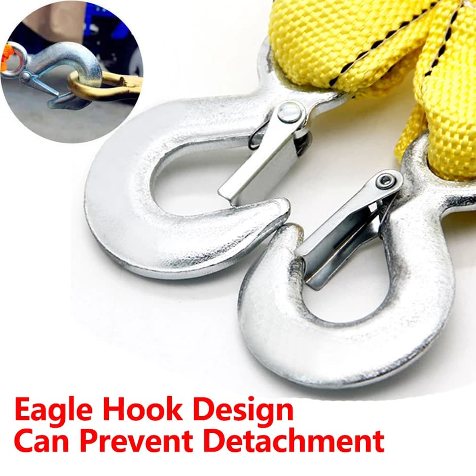 Car Tow Cable Heavy Duty 5 Ton Trailer Rope Towing Pull Rope Strap Hooks Van Road Recovery Car Accessories - 3