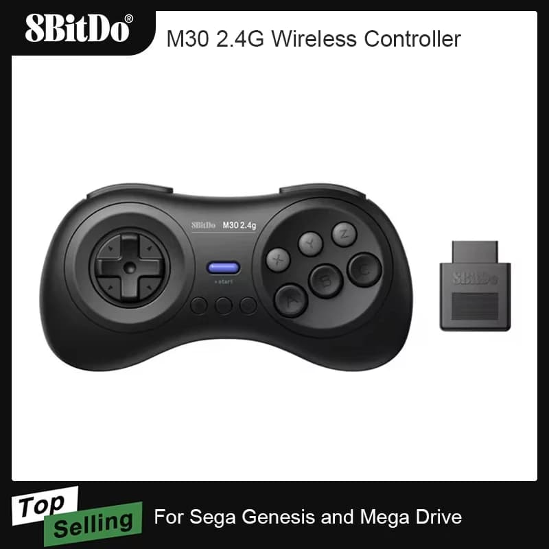 8BitDo M30 وحدة تحكم يد تحكم لاسلكية 2.4G لأجهزة Sega Genesis وSega Mega Drive الأصلية - Sega Genesis