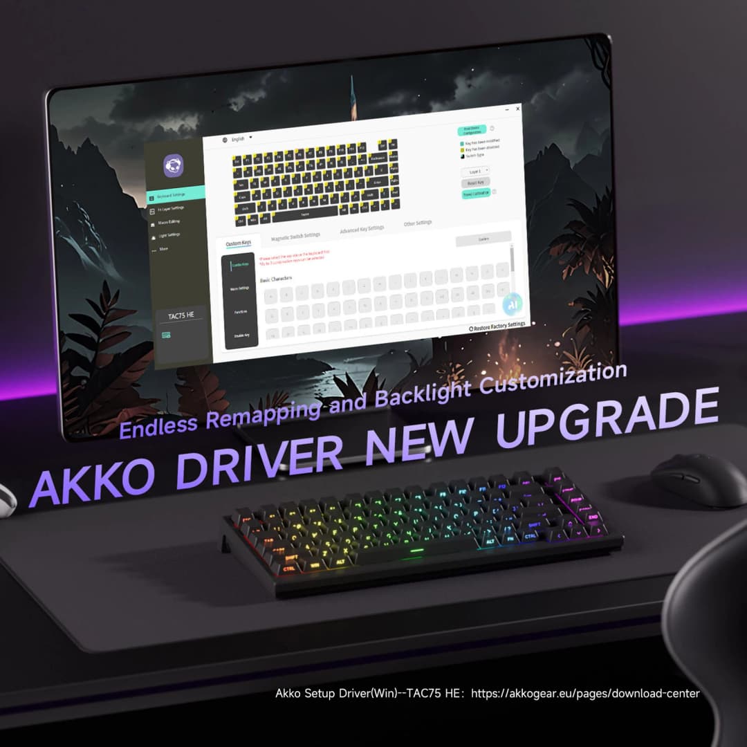 AKKO TAC75 HE لوحة مفاتيح مع مفاتيح مغناطيسية، 75% تخطيط، زناد سريع 0.005 مللي متر، 8K، إضاءة RGB، سلكية، مخصصة للاعبين - 6