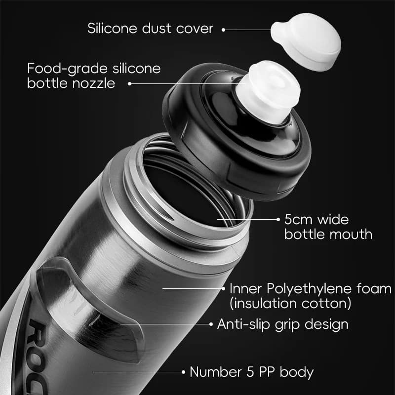 ROCKBROS 620ml Cycling Water Bottle Cold Water Insulated Thermal Silicone Bottle Outdoor Sports MTB Road Bike Bicycle Bottle - 5