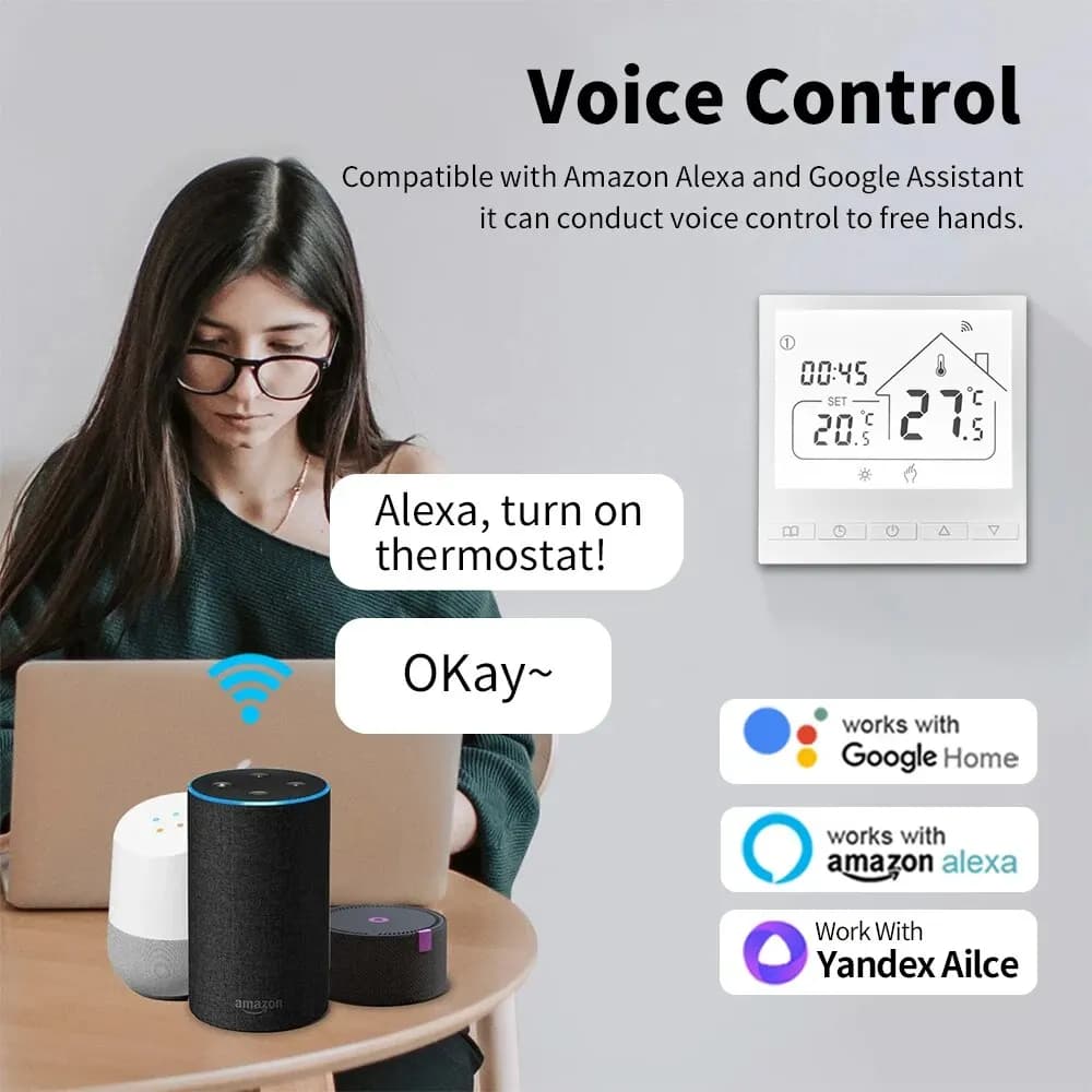 ترموستات Tuya الذكي WiFi جهاز تحكم في درجة حرارة سخان المياه/الغاز لتدفئة الأرضيات الكهربائية يعمل مع Google وAlexa وYandex وAlice - 3