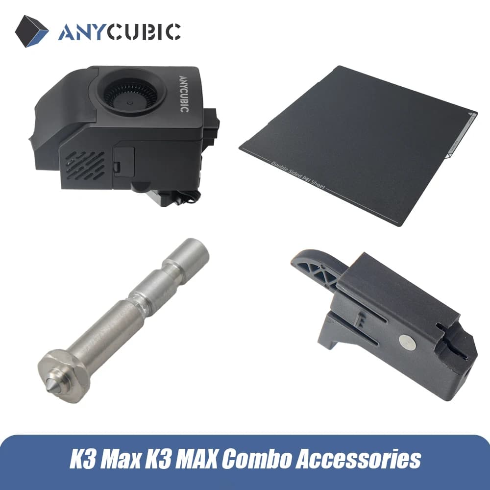 إكسسوارات Kobra 3 Max Combo من ANYCUBIC، رأس طباعة، محور خيط 8 ألوان، قاطع خيط من فولاذ PEI الربيعي، فوهة ساخنة 0.4 مم